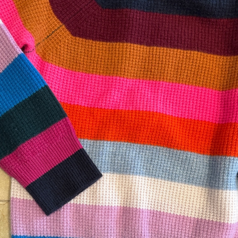 White + Warren Multicolor Striped cashmere Sweater large EuC - Picture 4 of 8
